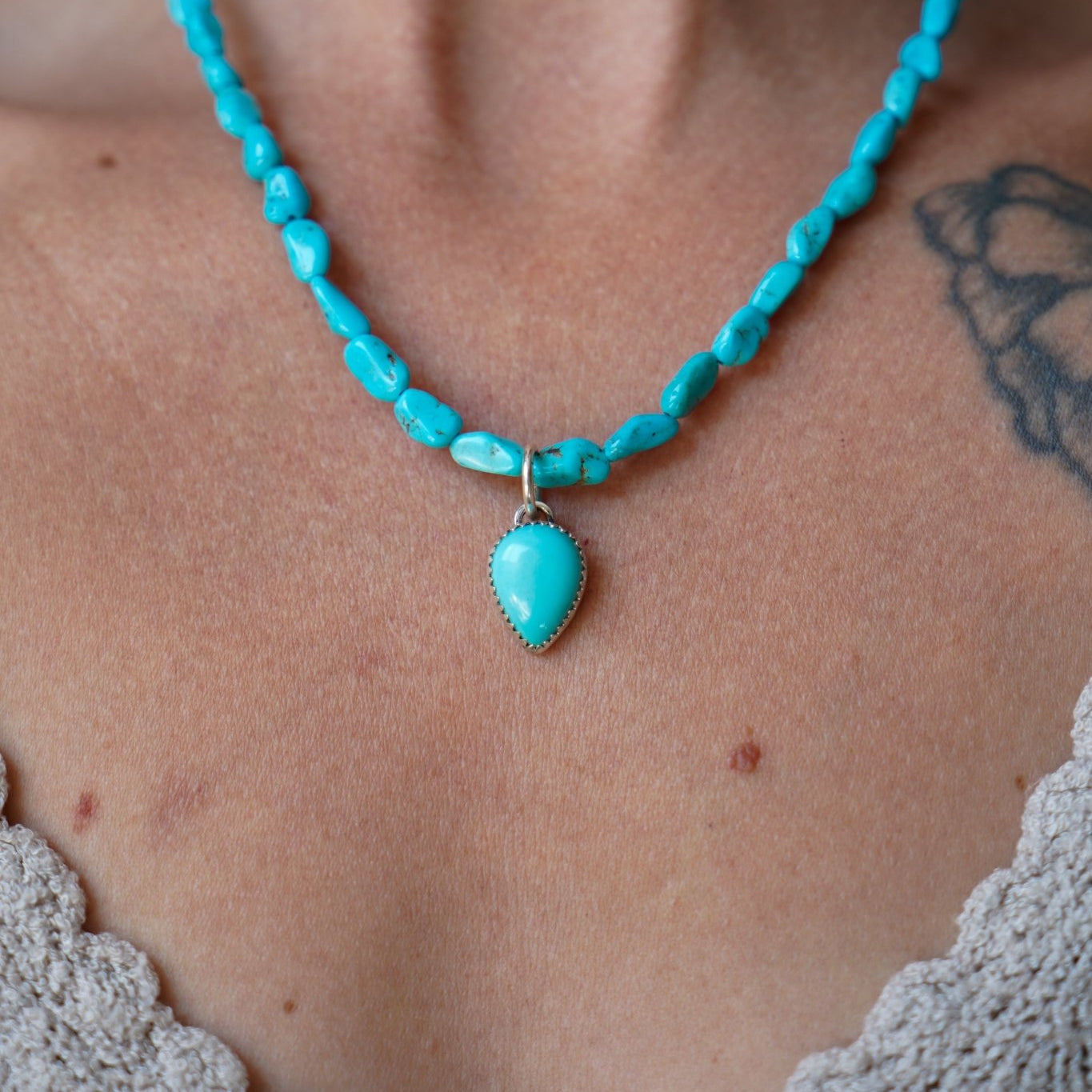 Southwest Dream Necklace in Campitos Turquoise - Golden Road Crafted