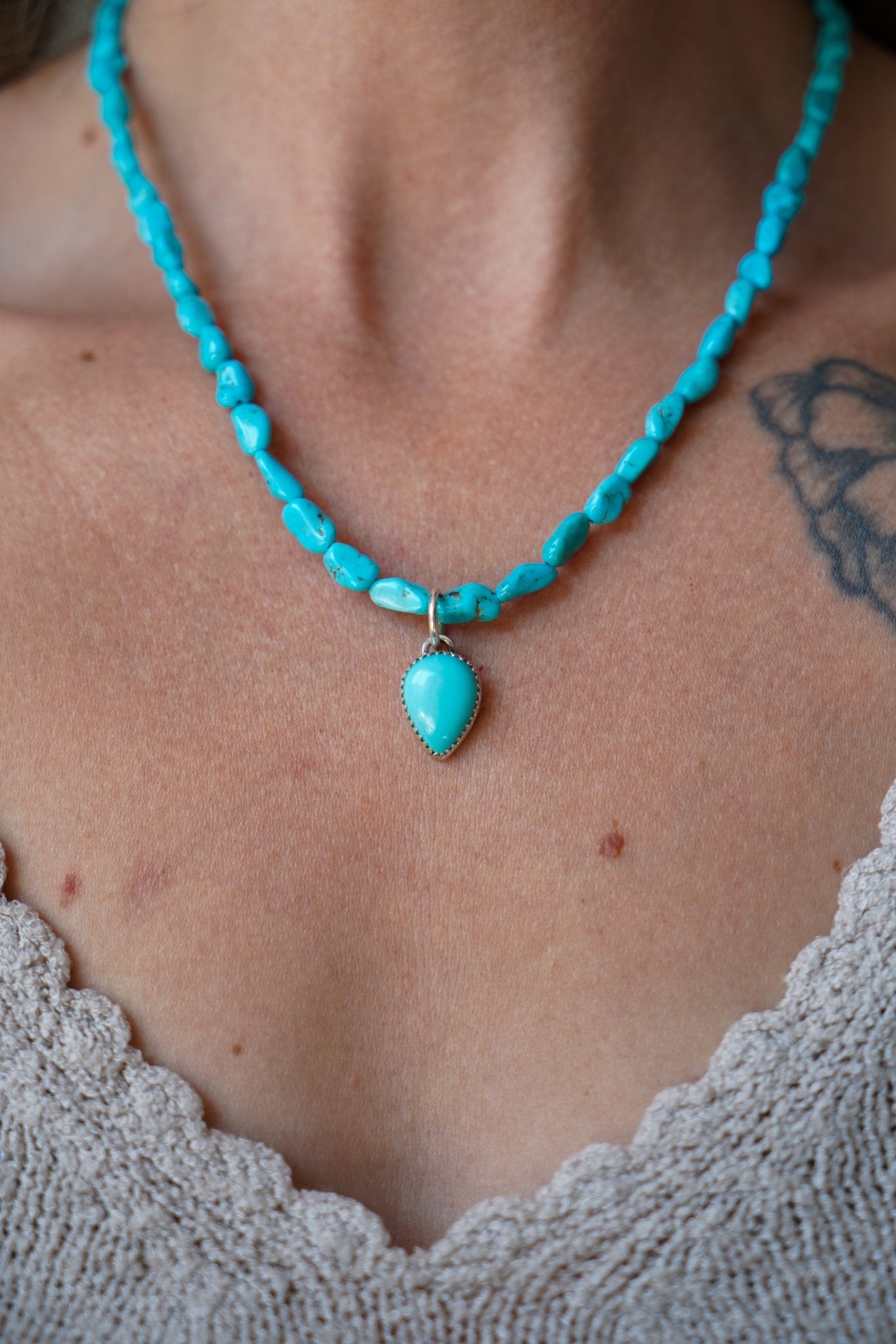 Southwest Dream Necklace in Campitos Turquoise - Golden Road Crafted