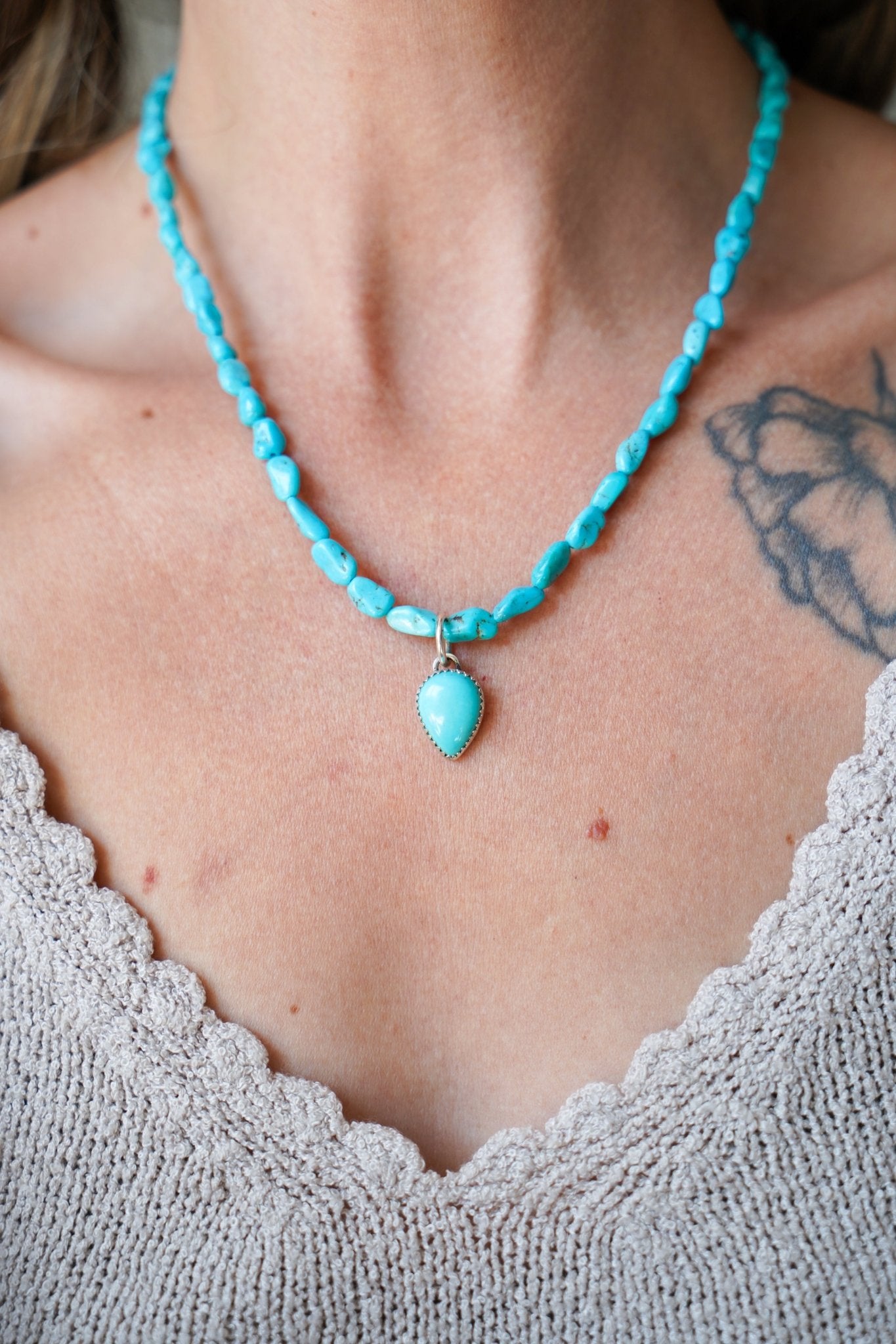 Southwest Dream Necklace in Campitos Turquoise - Golden Road Crafted