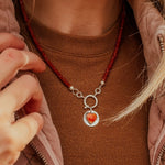 Spiny Oyster Heart Necklace w/ Red Jasper - Golden Road Crafted