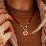 Spiny Oyster Heart Necklace w/ Red Jasper - Golden Road Crafted