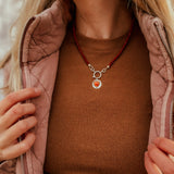 Spiny Oyster Heart Necklace w/ Red Jasper - Golden Road Crafted