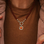 Spiny Oyster Heart Necklace w/ Red Jasper - Golden Road Crafted