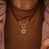 Spiny Oyster Heart Necklace w/ Red Jasper - Golden Road Crafted