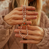 Spiny Oyster Heart Necklace w/ Red Jasper & Agate Beads - Golden Road Crafted