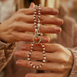 Spiny Oyster Heart Necklace w/ Red Jasper & Agate Beads - Golden Road Crafted