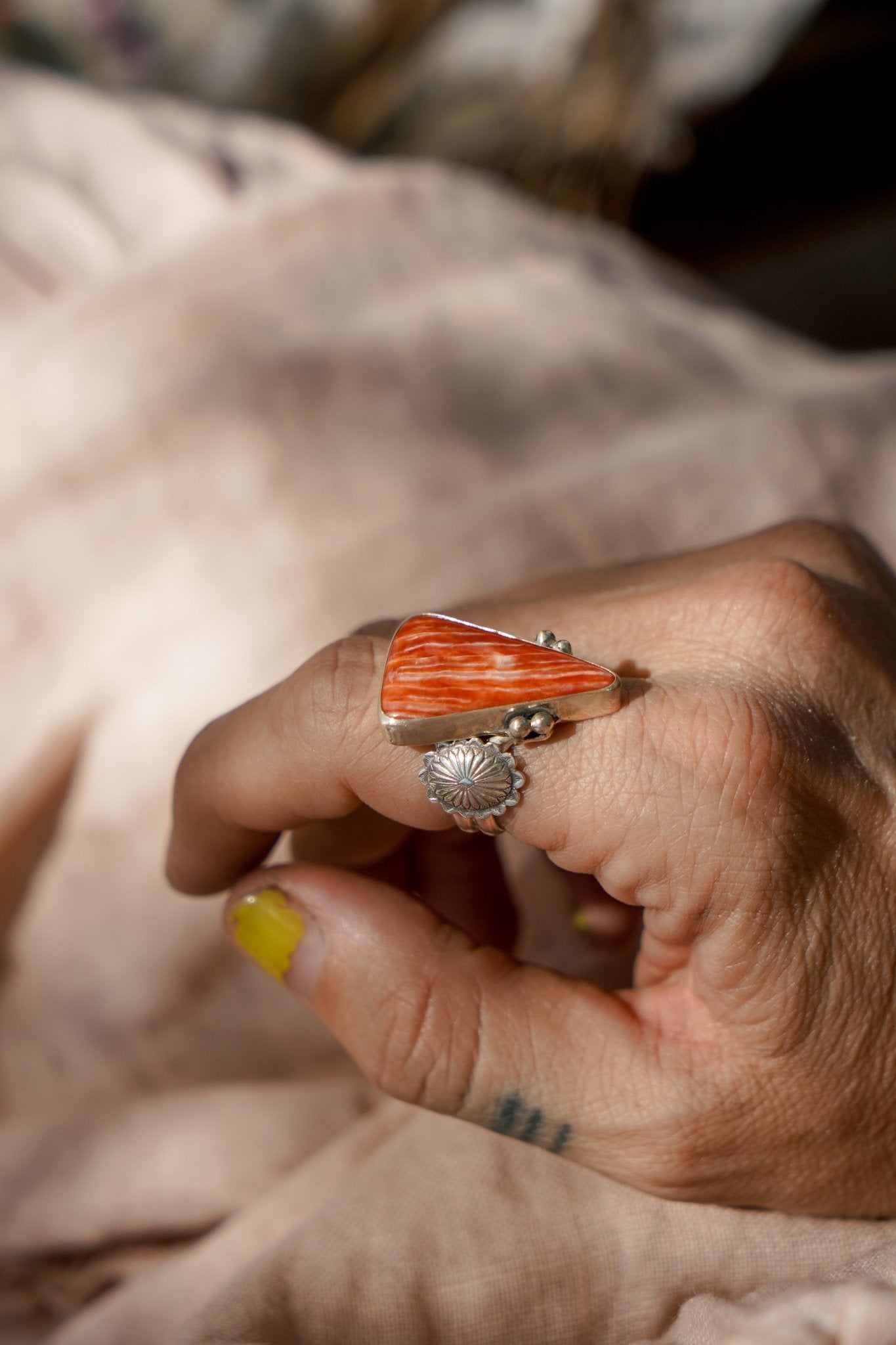 Spiny Oyster Ring (Size 7.5) - Golden Road Crafted