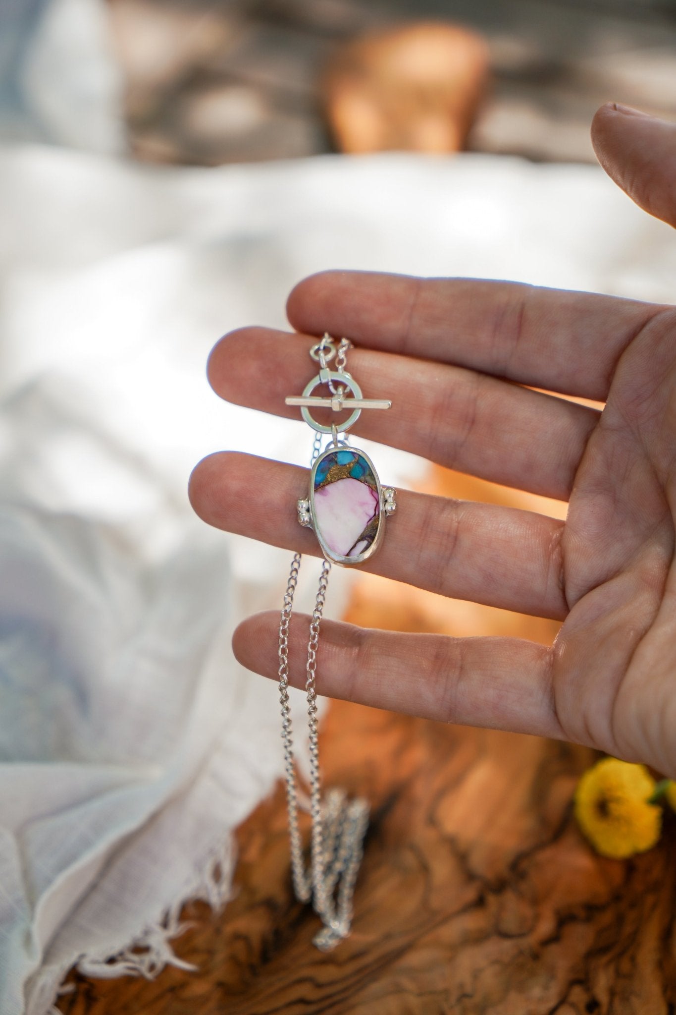 Spiny Oyster Toggle Necklace - Golden Road Crafted