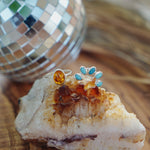 Stacker Ring in Amber & Lone Mtn Turquoise (Size 6) - Golden Road Crafted