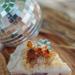 Stacker Ring in Amber & Lone Mtn Turquoise (Size 6) - Golden Road Crafted