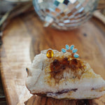Stacker Ring in Amber & Lone Mtn Turquoise (Size 7.5) - Golden Road Crafted