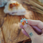 Stacker Ring in Amber & Lone Mtn Turquoise (Size 8) - Golden Road Crafted