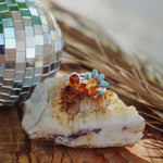 Stacker Ring in Amber & Lone Mtn Turquoise (Size 8) - Golden Road Crafted