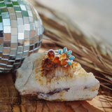 Stacker Ring in Amber & Lone Mtn Turquoise (Size 8) - Golden Road Crafted