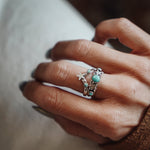 Stacker Ring Set in Hubei + Lone Mountain Turquoise (Size 7) - Golden Road Crafted