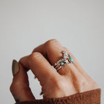 Stacker Ring Set in Hubei + Lone Mountain Turquoise (Size 7) - Golden Road Crafted