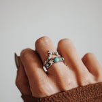 Stacker Ring Set in Hubei + Lone Mountain Turquoise (Size 7) - Golden Road Crafted