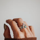 Stacker Ring Set in Hubei + Lone Mountain Turquoise (Size 7) - Golden Road Crafted