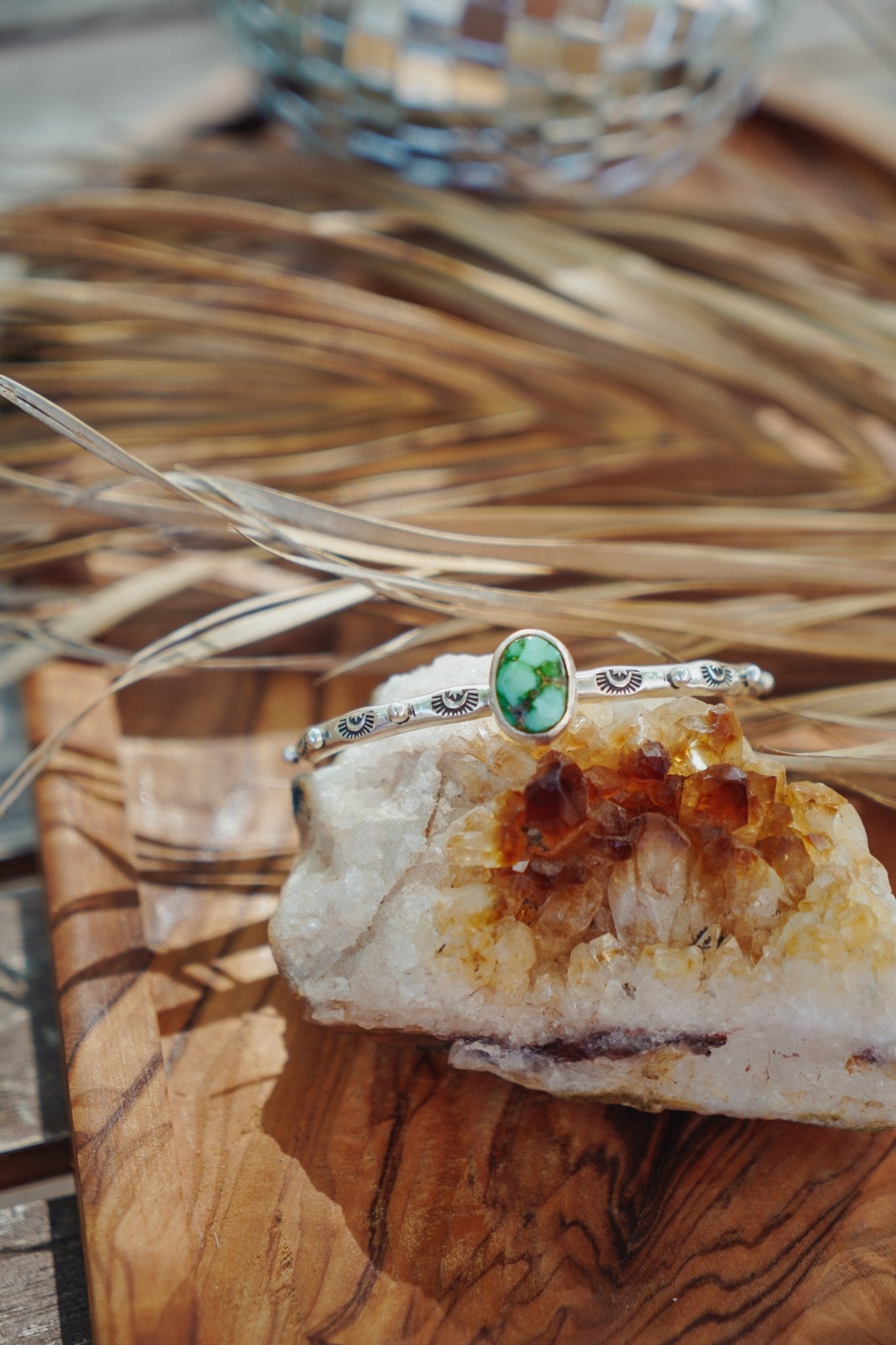Stacking Cuff in Emerald Valley Turquoise - Golden Road Crafted