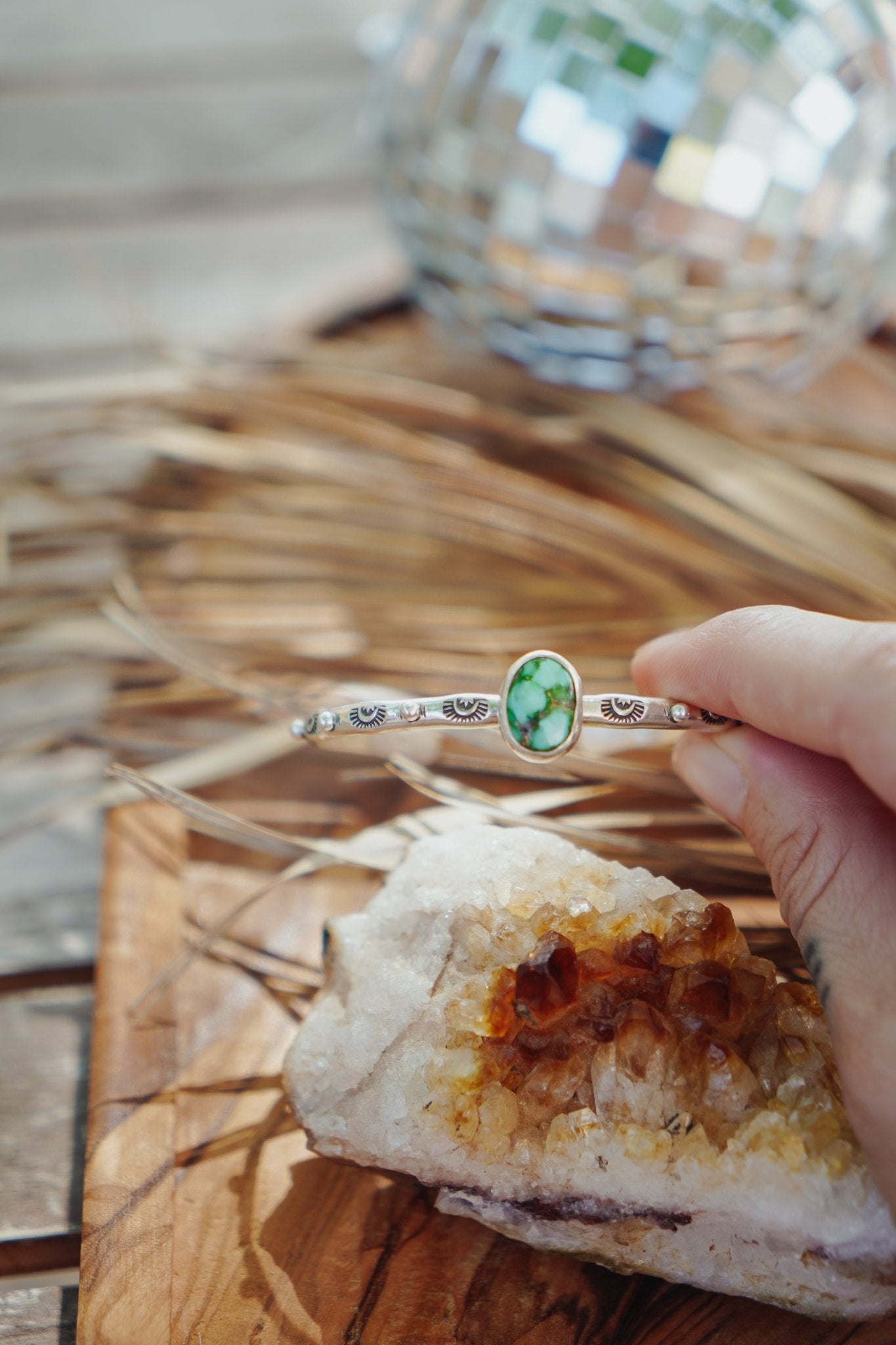 Stacking Cuff in Emerald Valley Turquoise - Golden Road Crafted