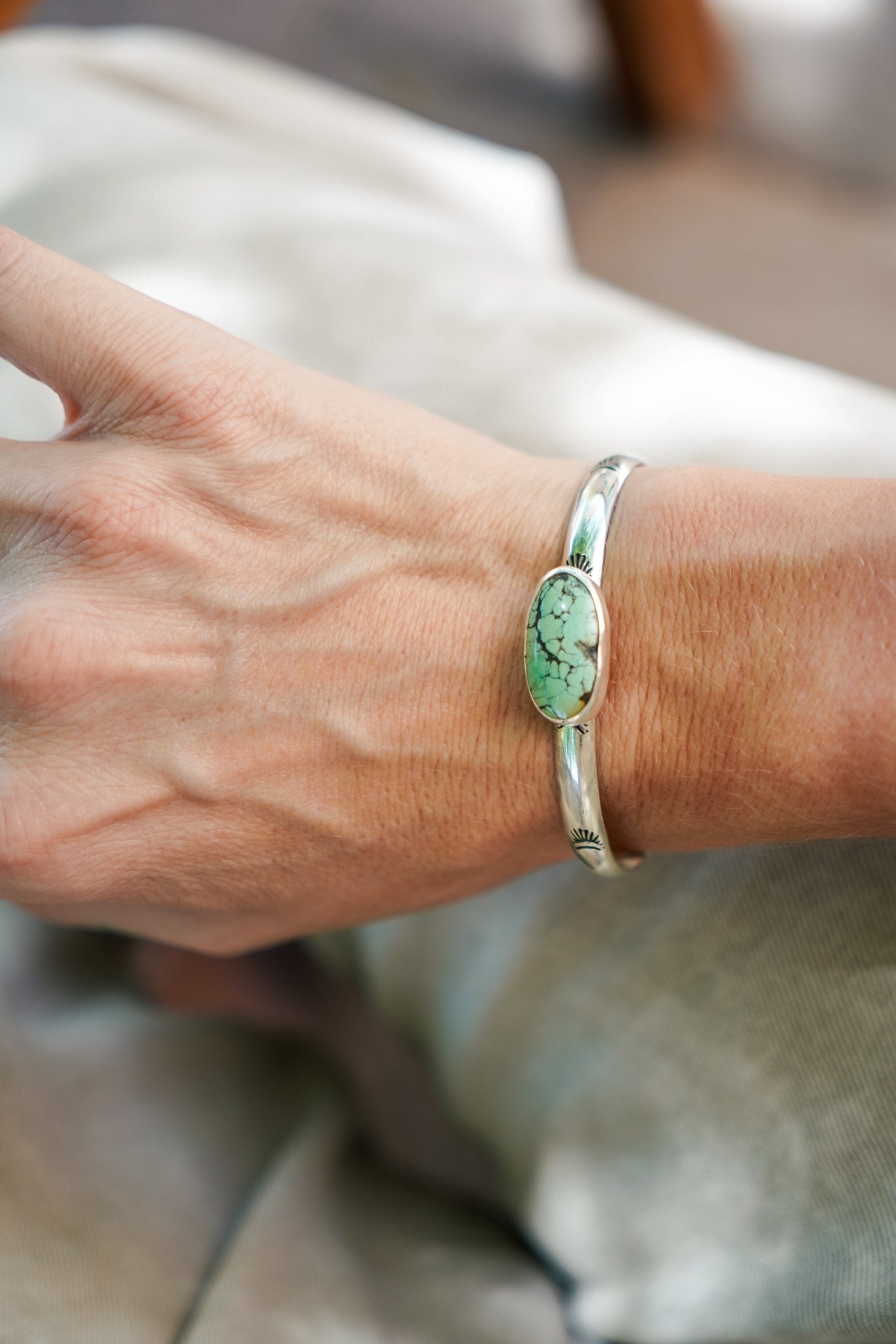 Stacking Cuff in Hubei Turquoise - Golden Road Crafted