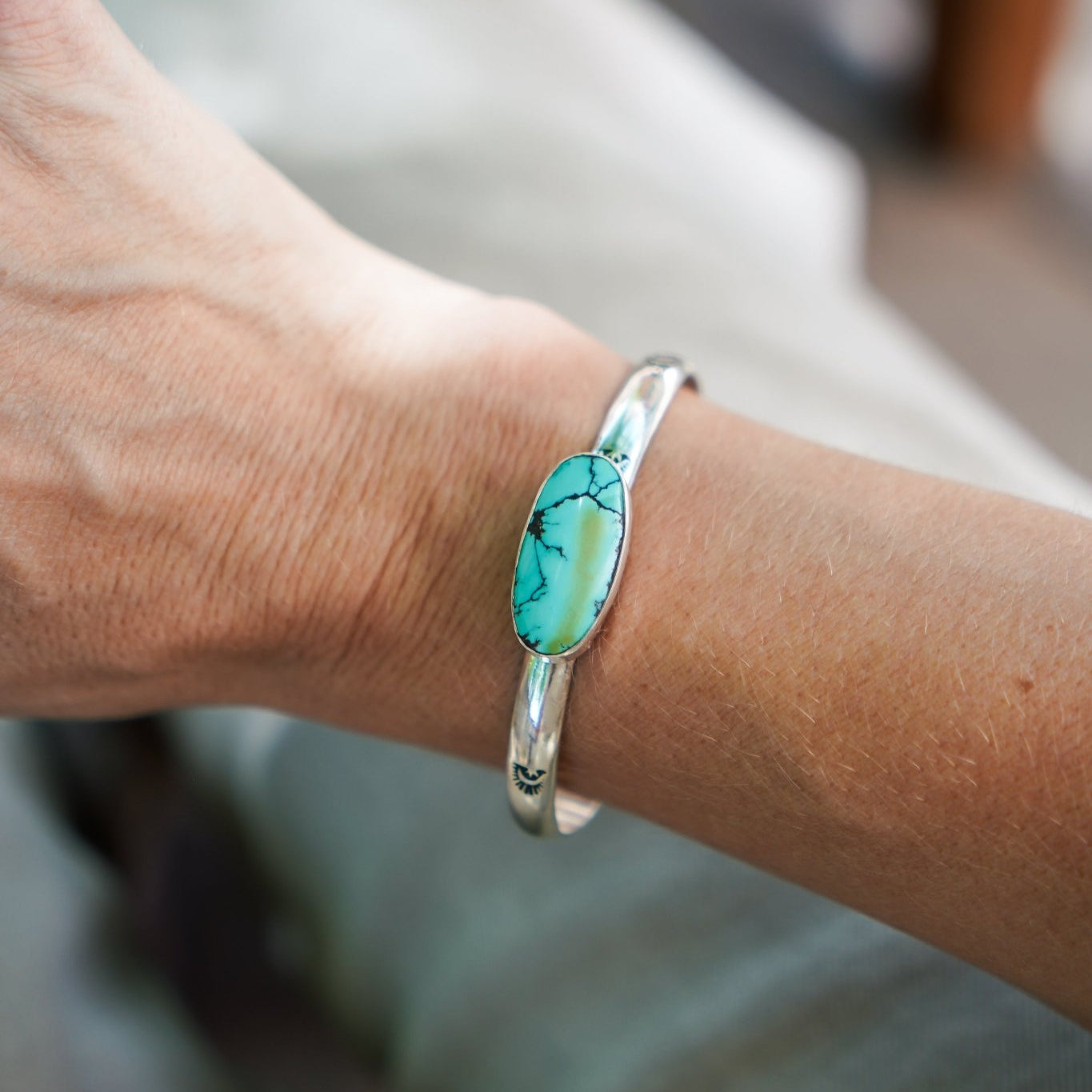 Stacking Cuff in Hubei Turquoise - Golden Road Crafted