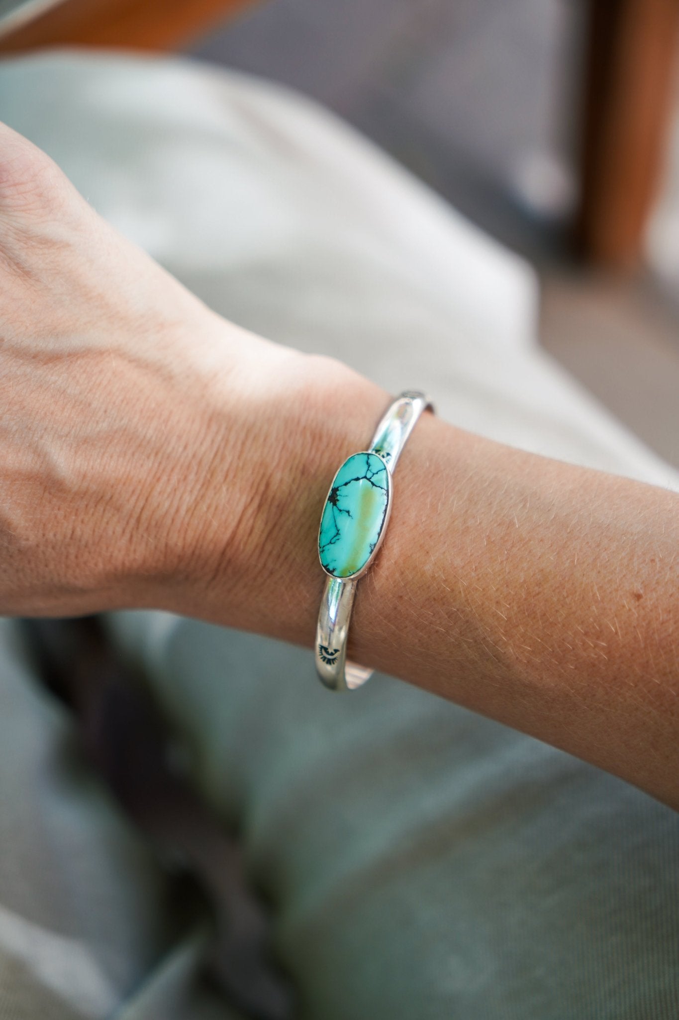 Stacking Cuff in Hubei Turquoise - Golden Road Crafted