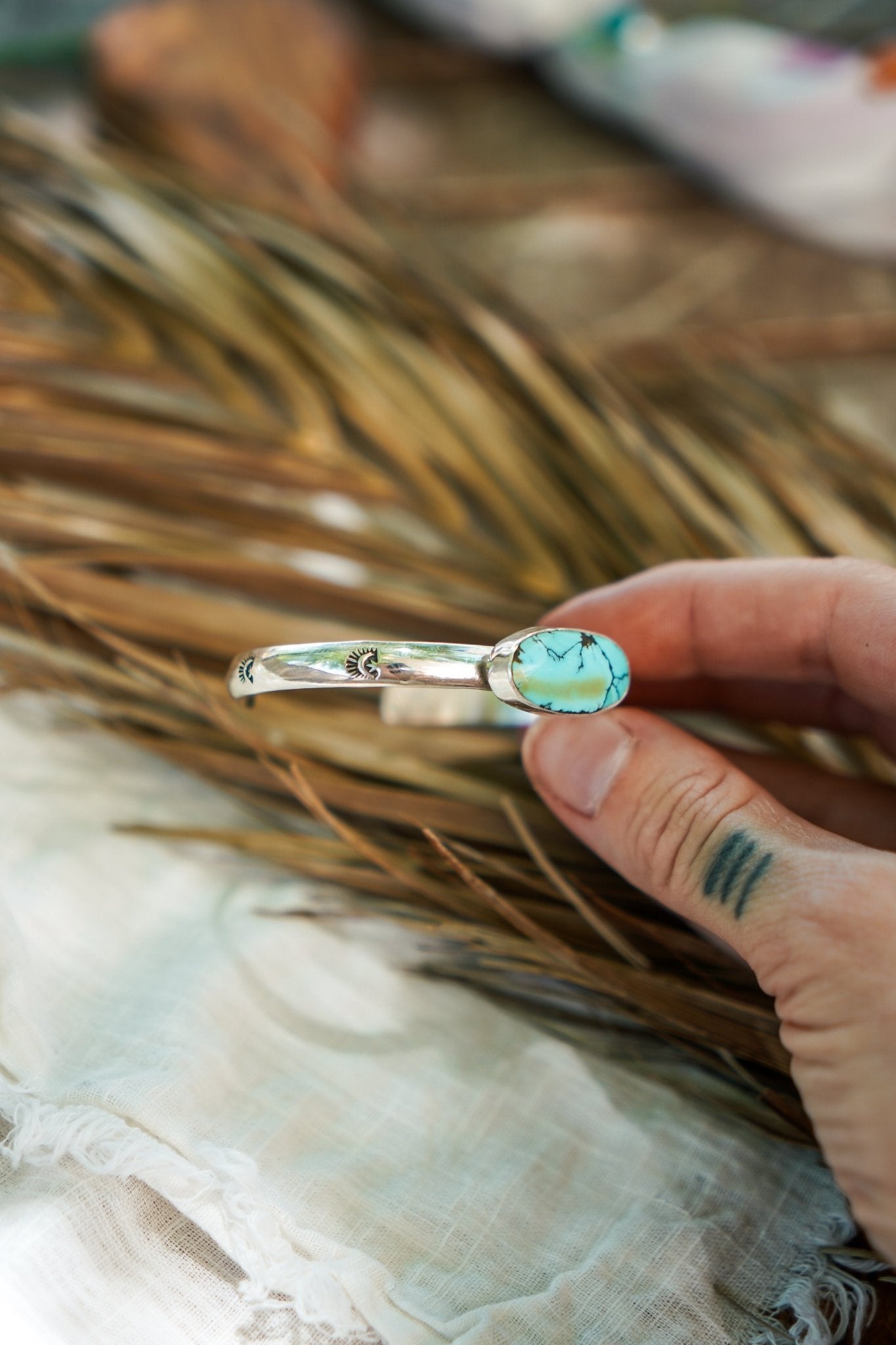 Stacking Cuff in Hubei Turquoise - Golden Road Crafted