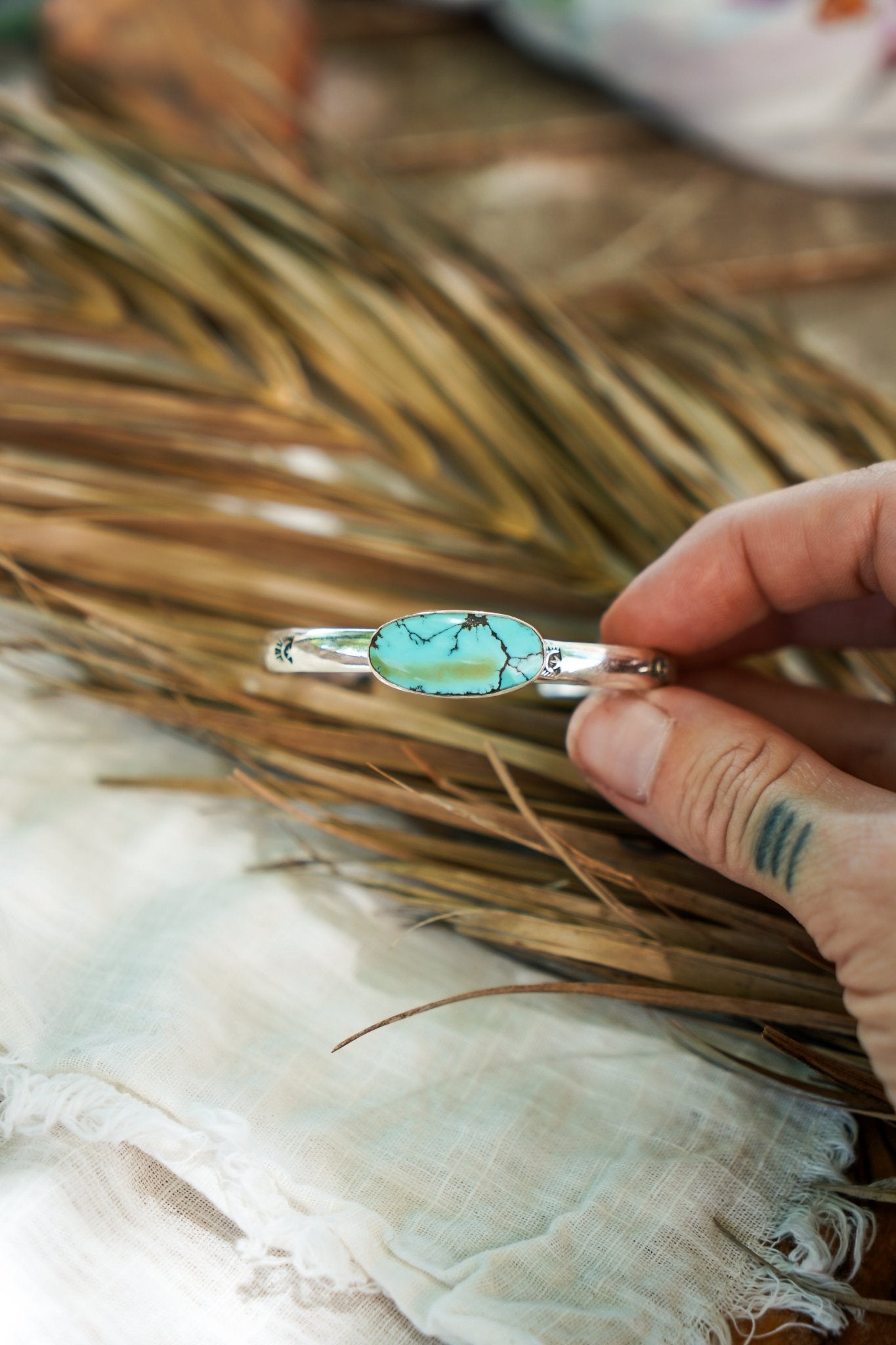 Stacking Cuff in Hubei Turquoise - Golden Road Crafted