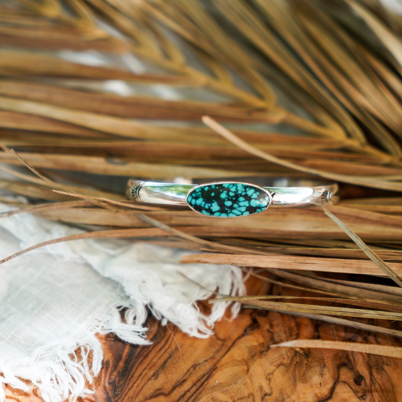 Stacking Cuff in Hubei Turquoise - Golden Road Crafted