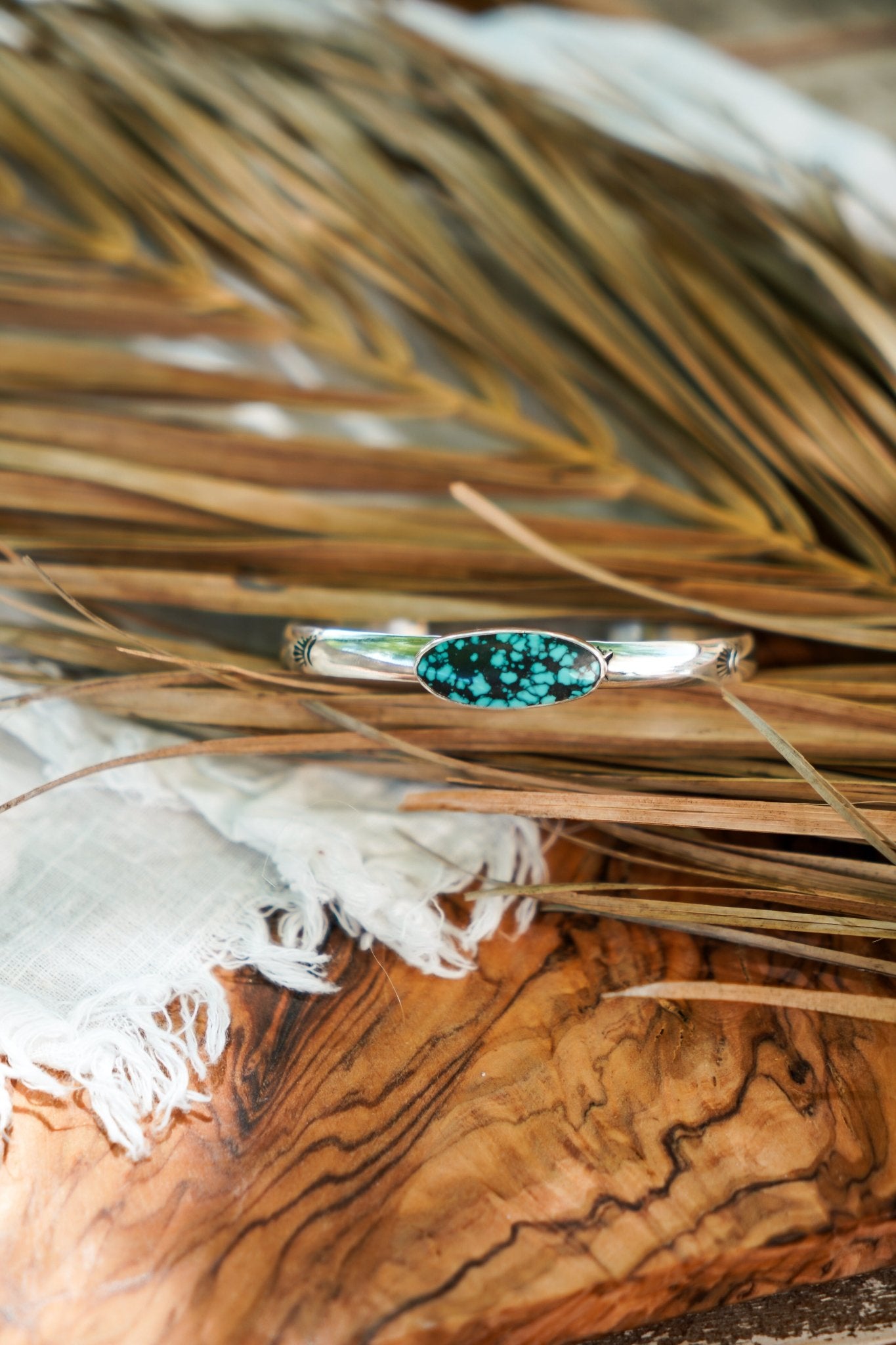 Stacking Cuff in Hubei Turquoise - Golden Road Crafted