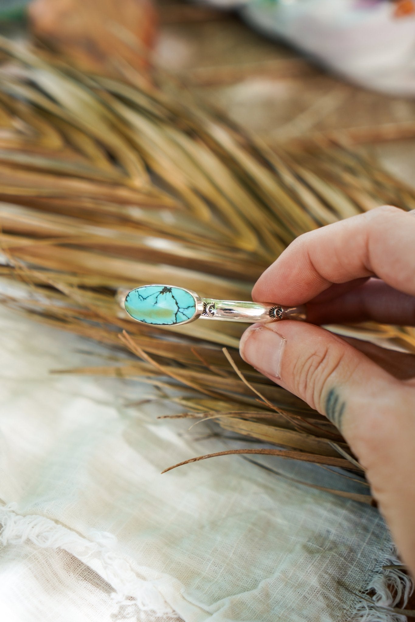 Stacking Cuff in Hubei Turquoise - Golden Road Crafted