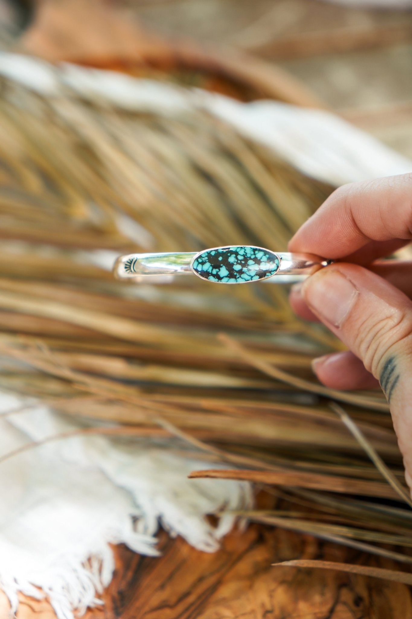Stacking Cuff in Hubei Turquoise - Golden Road Crafted