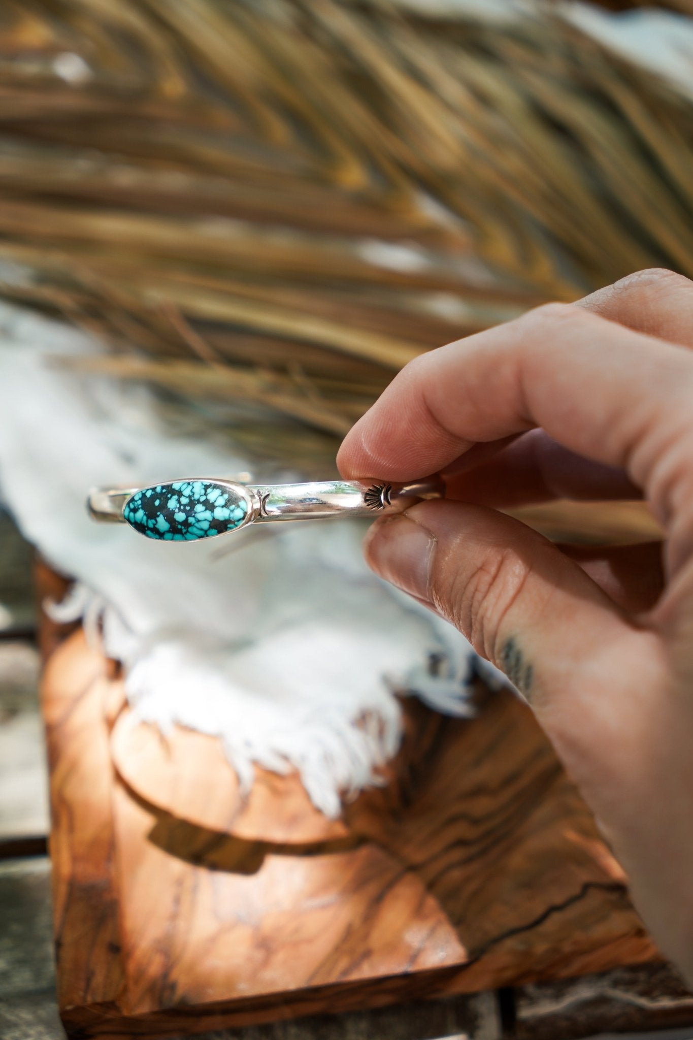 Stacking Cuff in Hubei Turquoise - Golden Road Crafted