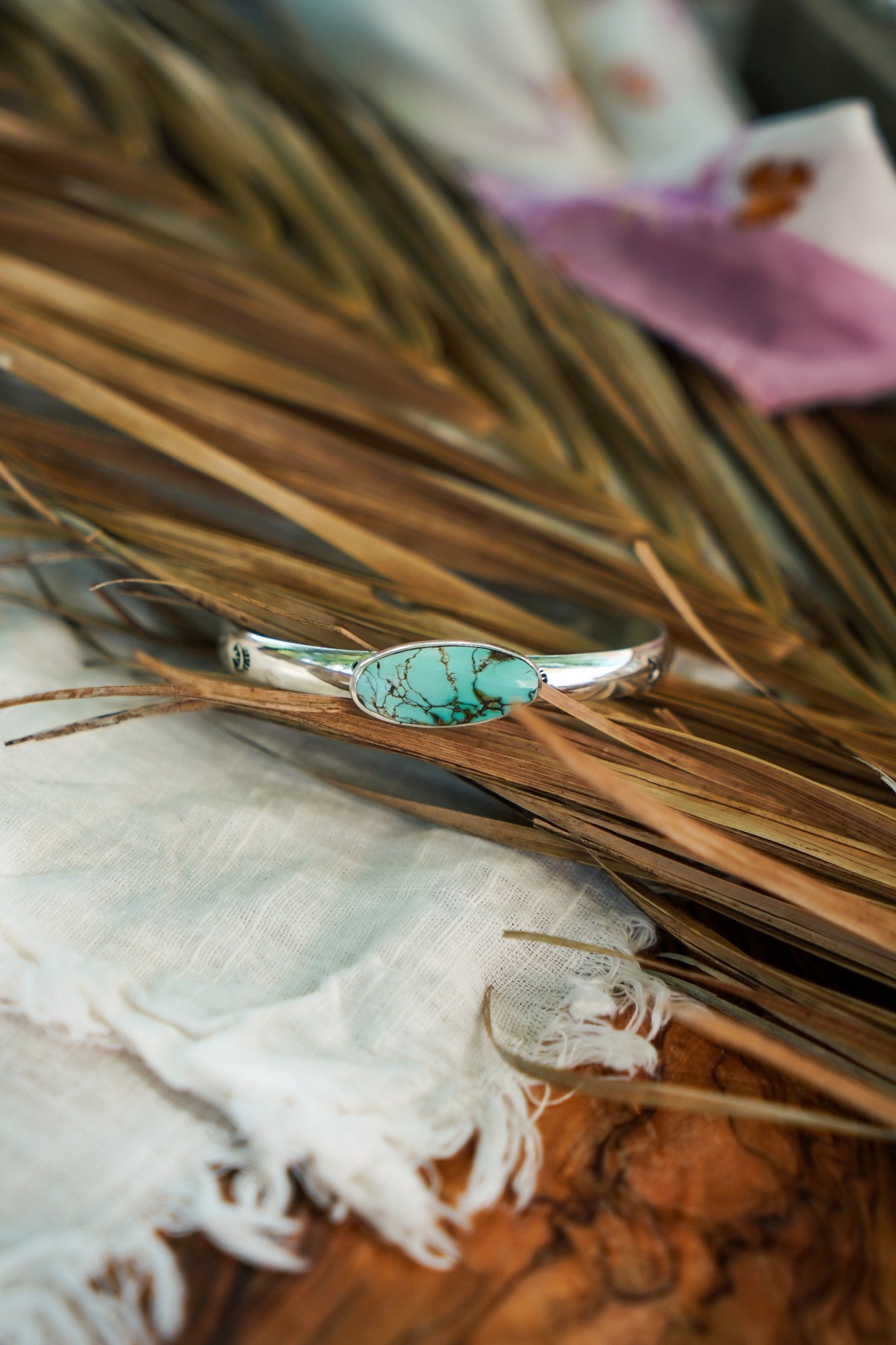 Stacking Cuff in Hubei Turquoise - Golden Road Crafted