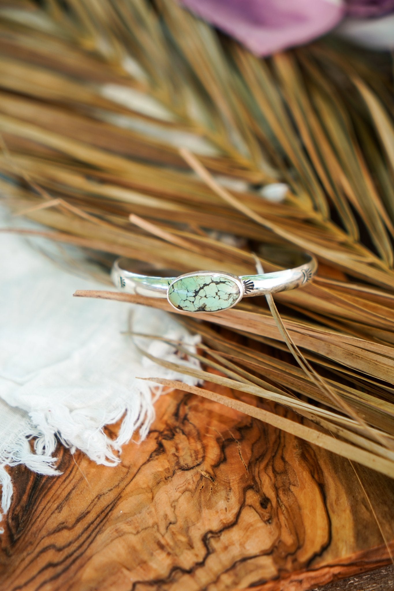 Stacking Cuff in Hubei Turquoise - Golden Road Crafted