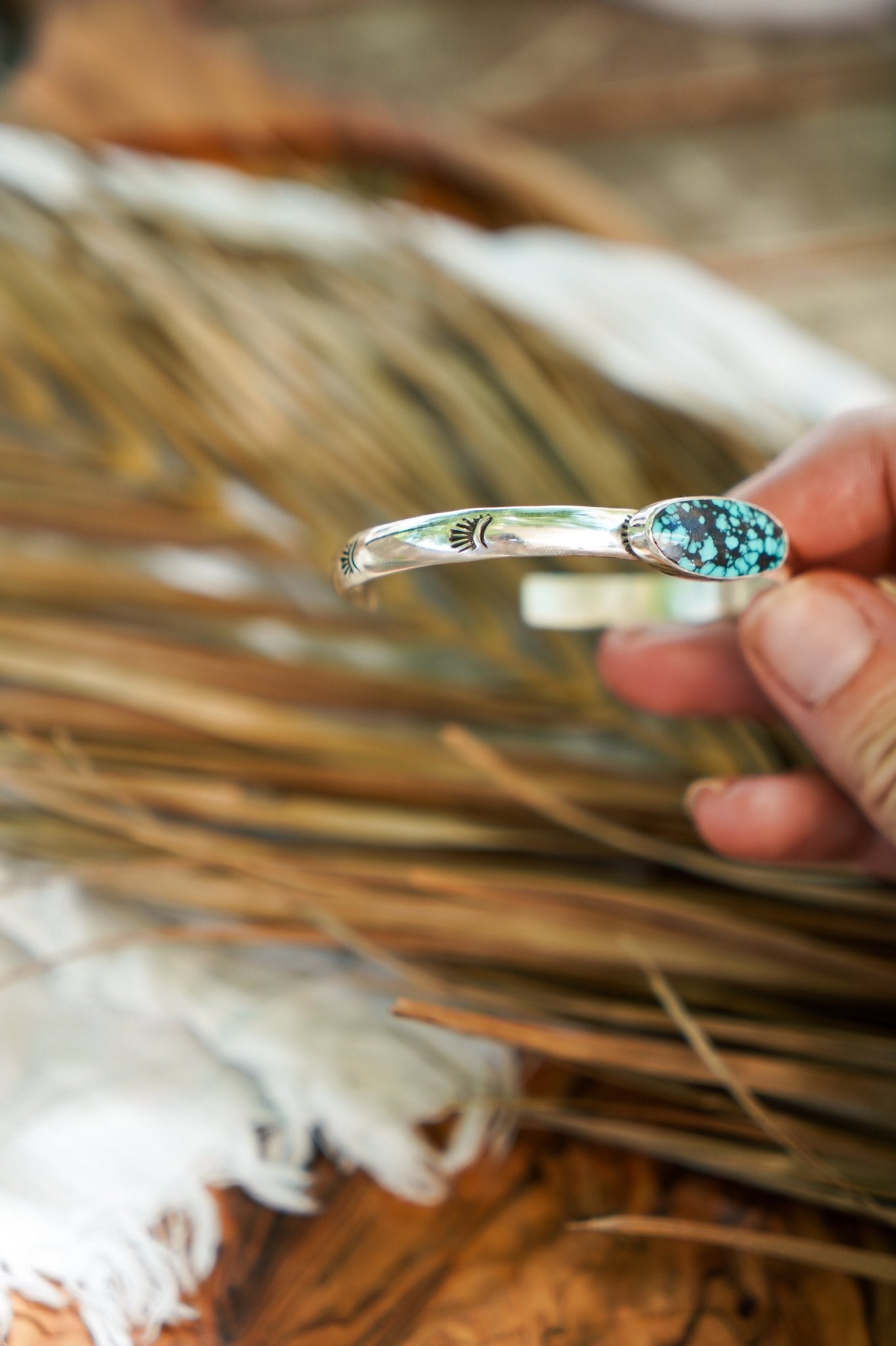 Stacking Cuff in Hubei Turquoise - Golden Road Crafted
