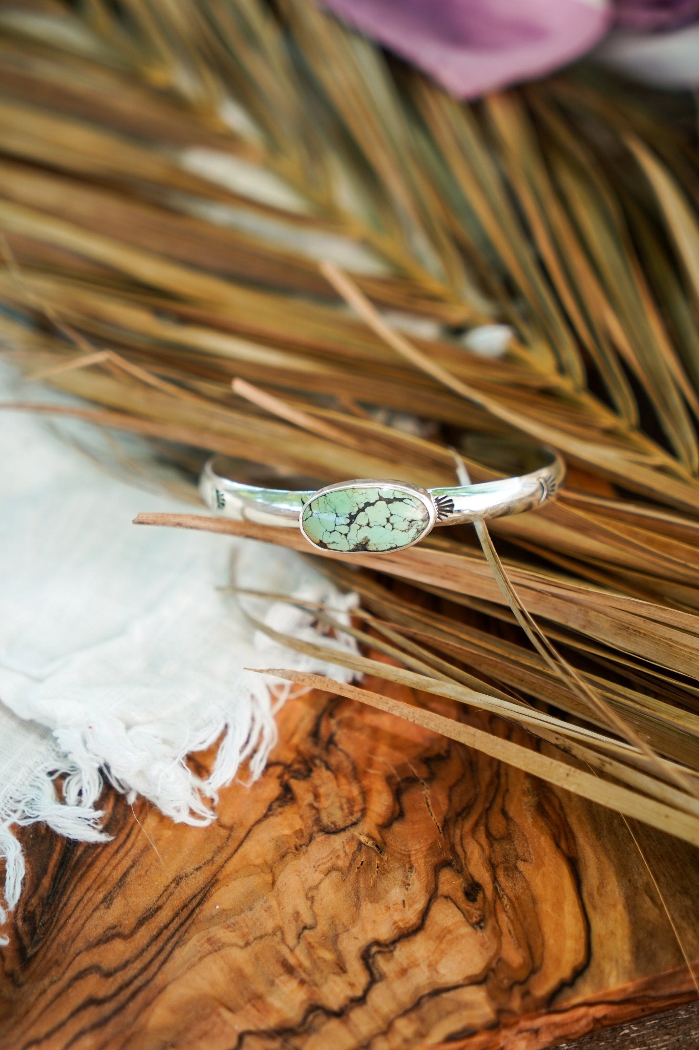 Stacking Cuff in Hubei Turquoise - Golden Road Crafted