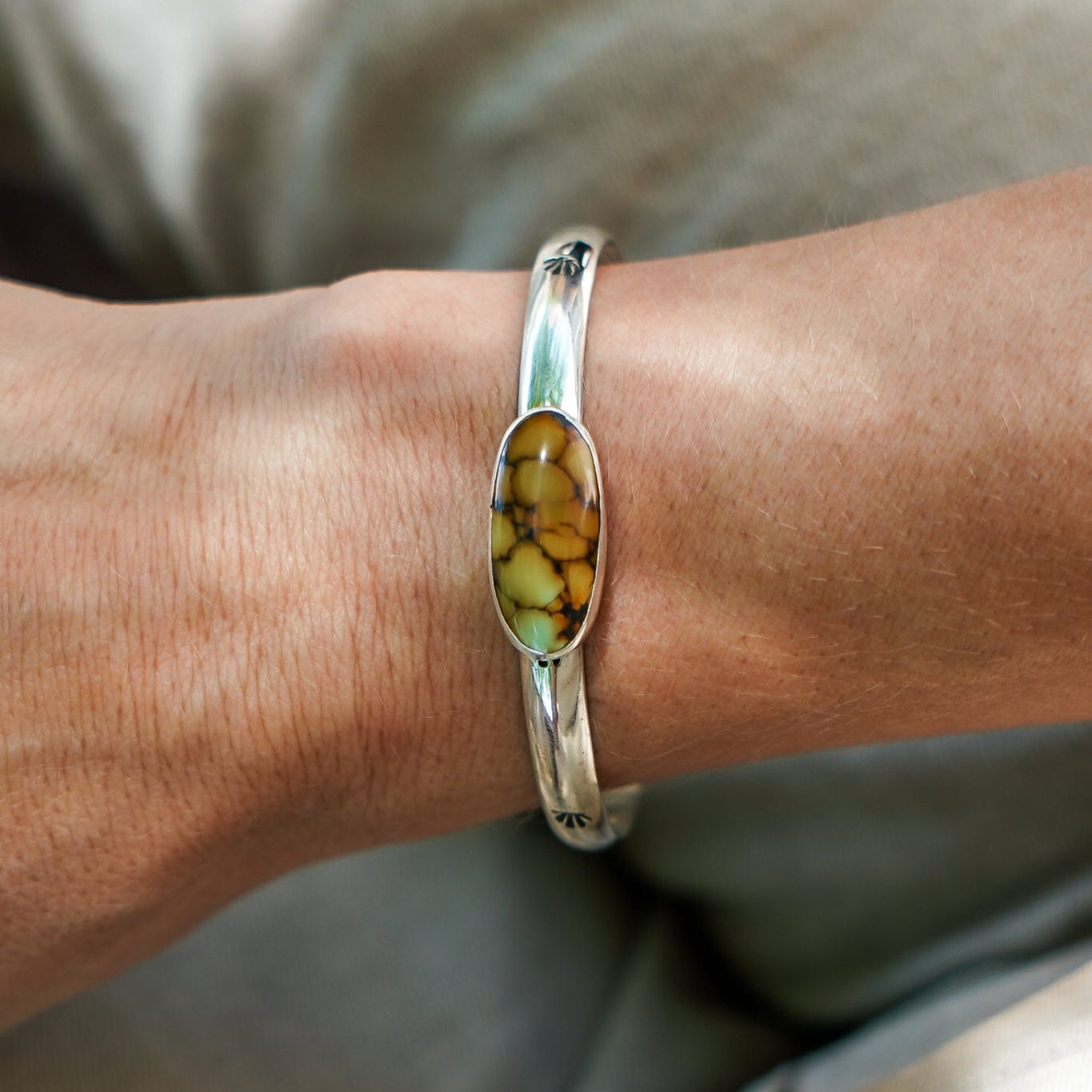 Stacking Cuff in Hubei Turquoise - Golden Road Crafted