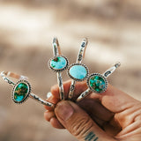 Stacking Cuff in Sonoran Mountain Turquoise - Golden Road Crafted