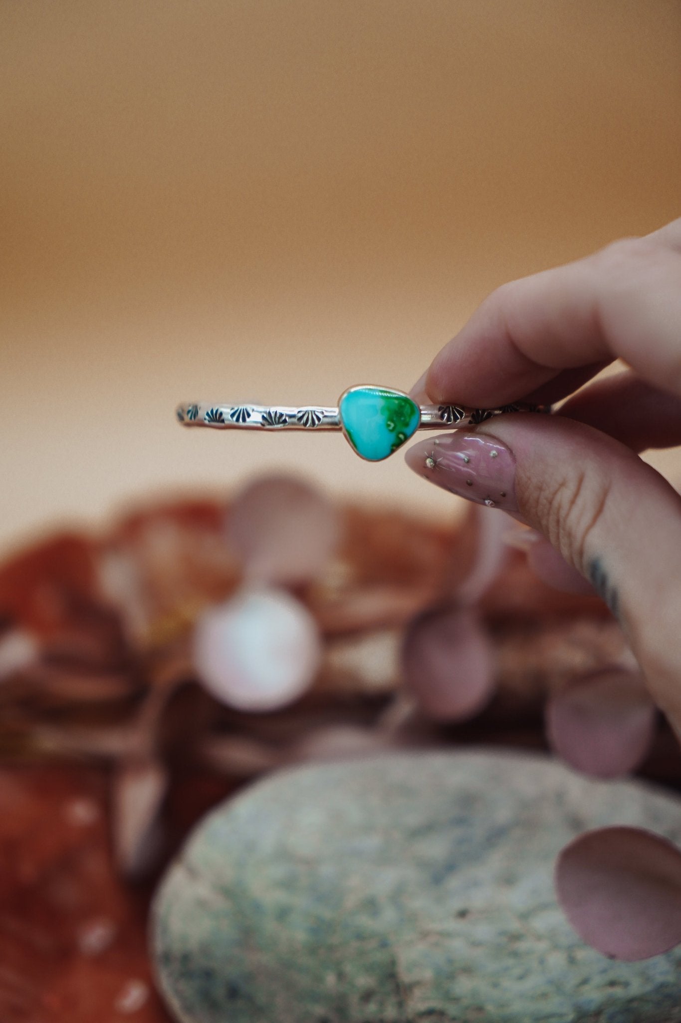 Stacking Cuff in Sonoran Mountain Turquoise - Golden Road Crafted