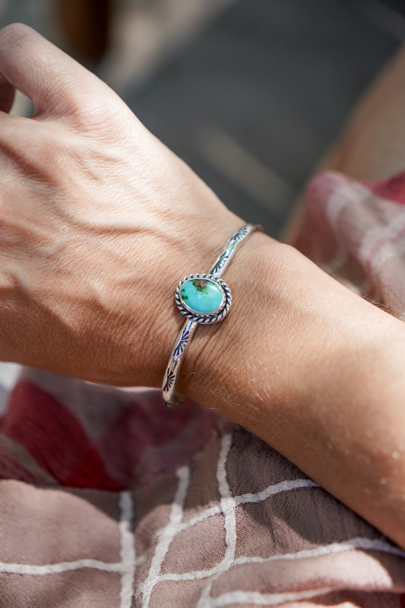 Stacking Cuff in Sonoran Mountain Turquoise - Golden Road Crafted