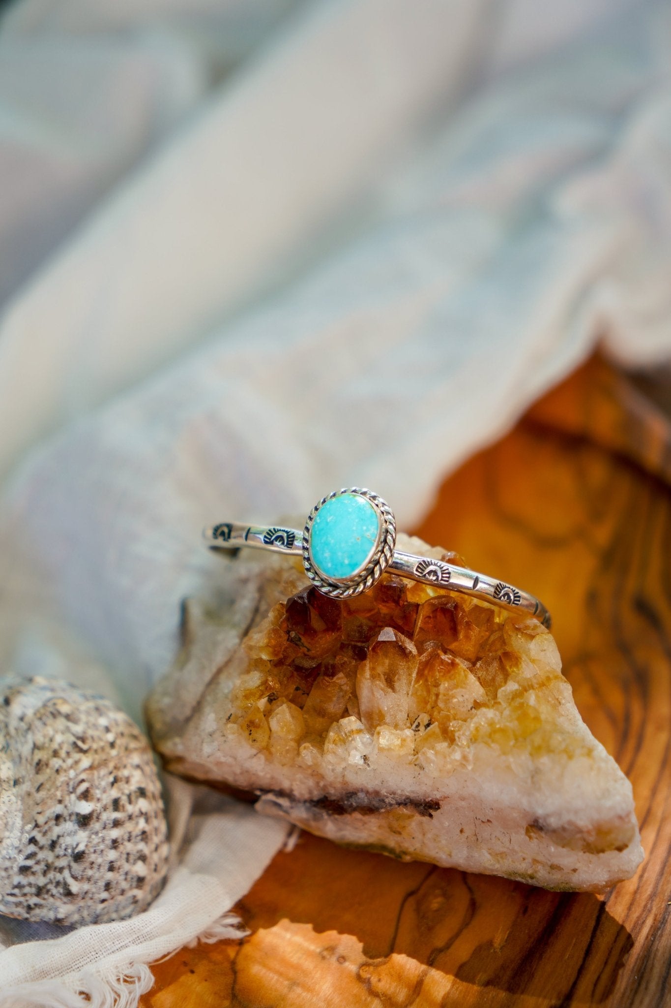 Stacking Cuff in Sonoran Mountain Turquoise - Golden Road Crafted