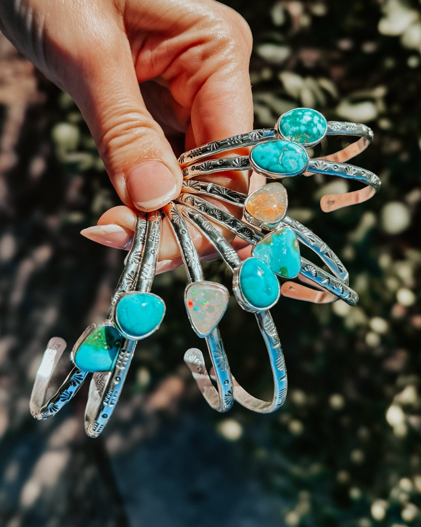 Stacking Cuff in Sonoran Mountain Turquoise - Golden Road Crafted