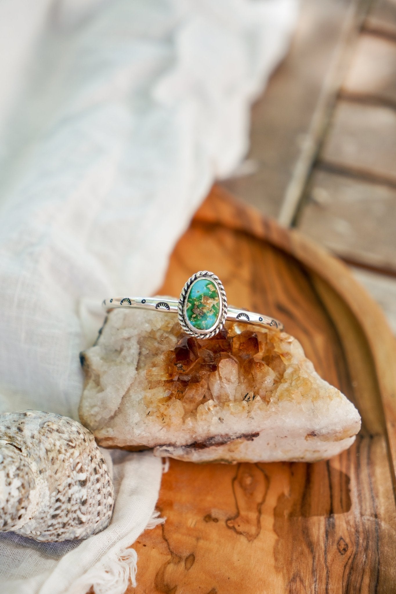 Stacking Cuff in Sonoran Mountain Turquoise - Golden Road Crafted