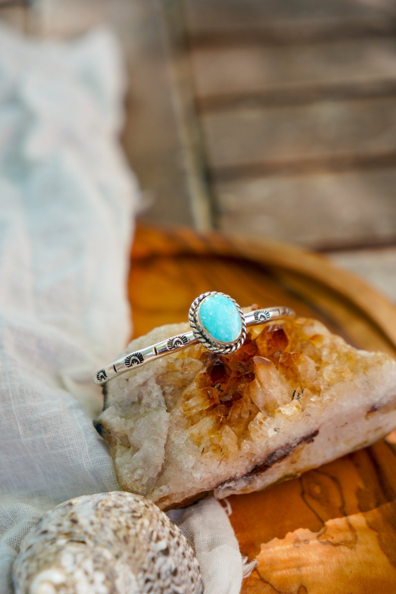 Stacking Cuff in Sonoran Mountain Turquoise - Golden Road Crafted