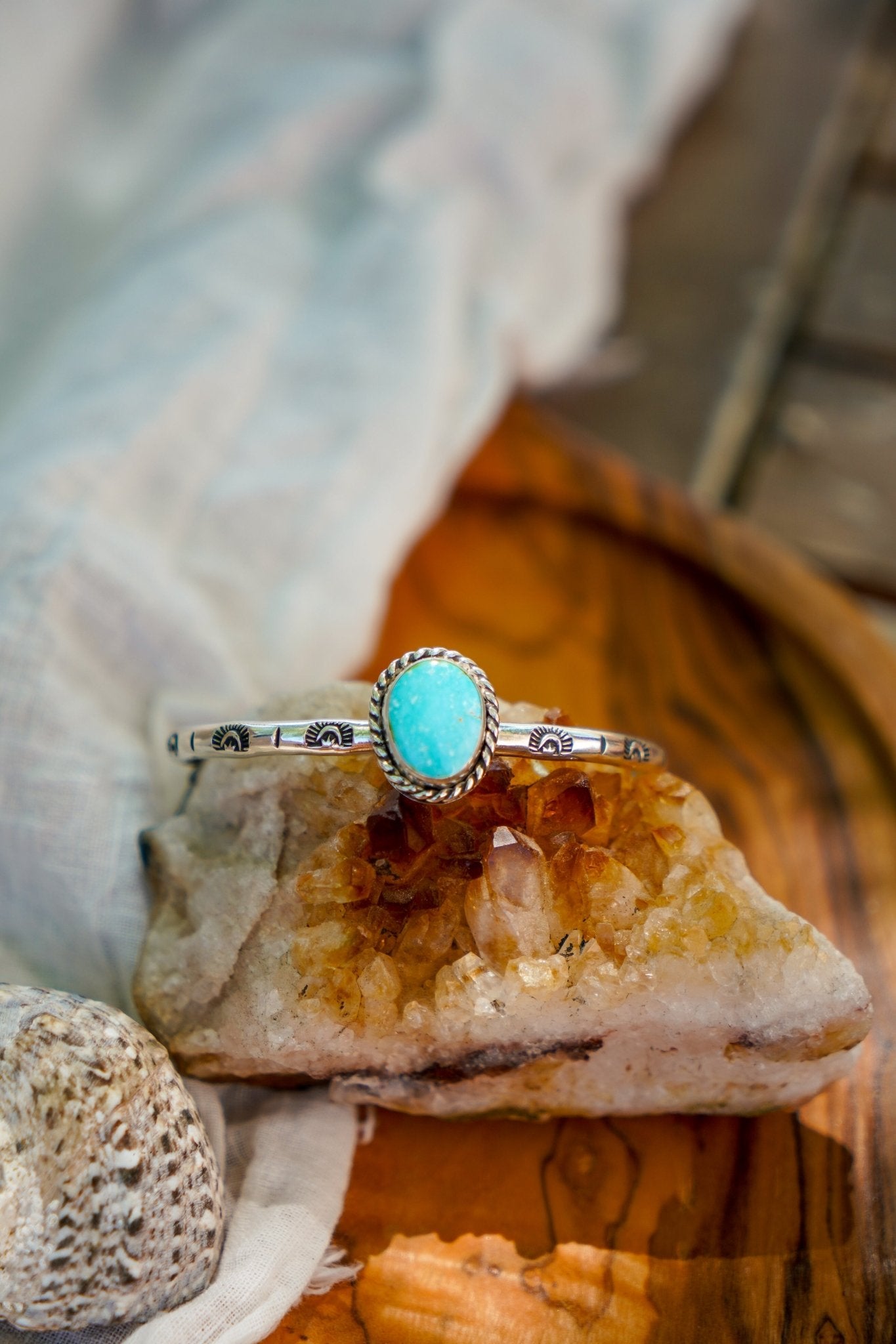 Stacking Cuff in Sonoran Mountain Turquoise - Golden Road Crafted