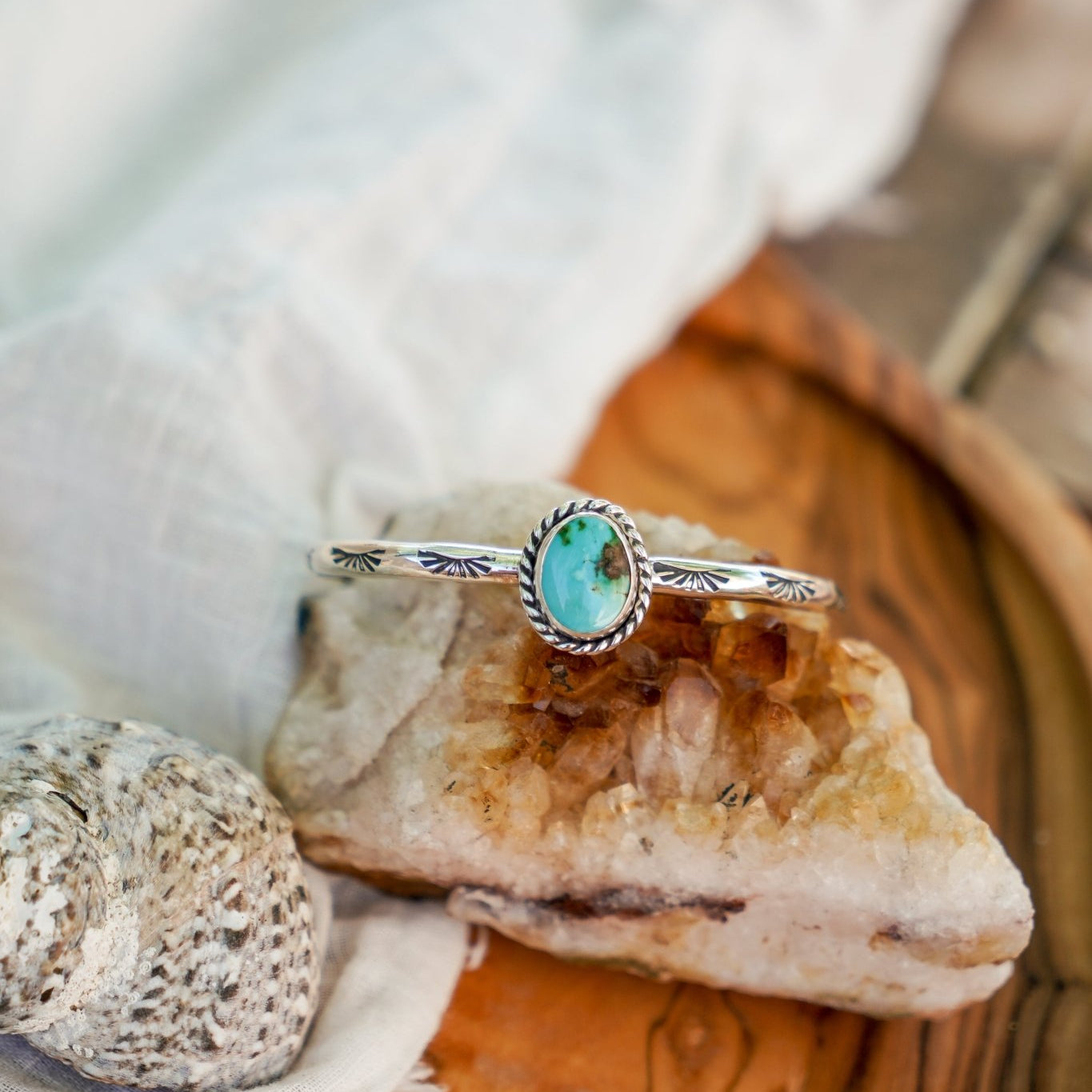 Stacking Cuff in Sonoran Mountain Turquoise - Golden Road Crafted