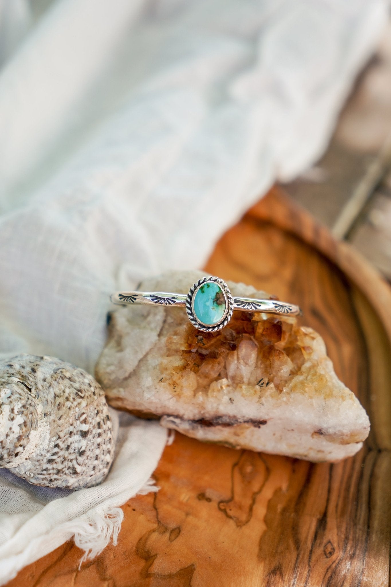 Stacking Cuff in Sonoran Mountain Turquoise - Golden Road Crafted