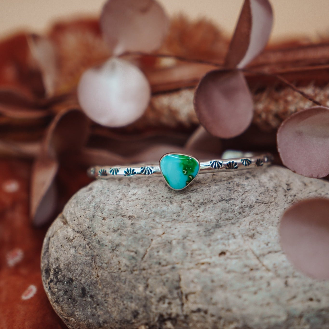 Stacking Cuff in Sonoran Mountain Turquoise - Golden Road Crafted